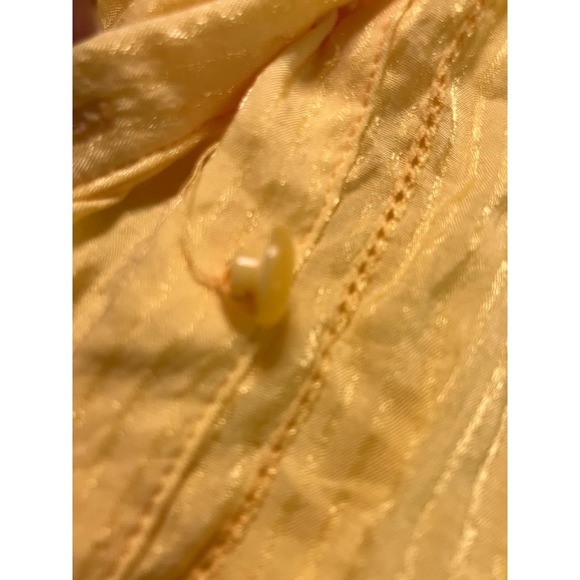 Coldwater Creek Large Women's Blouse Top Yellow Smocked Sheer Lightweight Button - Picture 12 of 12
